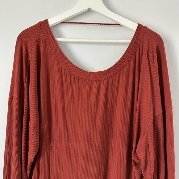 Free People Shimmy Shake Brown Ribbed Long Sleeve Top  size XS - Picture 10 of 11